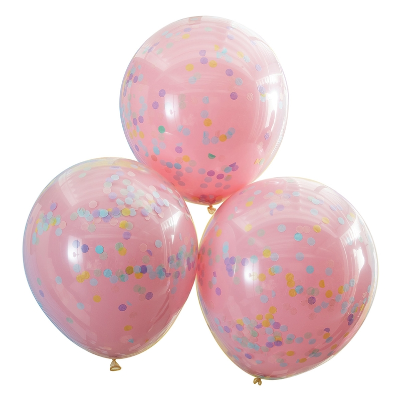 Konfetti-Luftballons rosa/pastell 3 St. 45cm