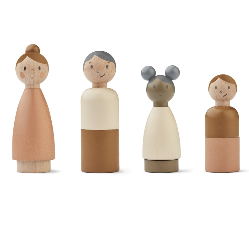 Puppenhausfamilie Holzfiguren rose mix ab 3 Jahren