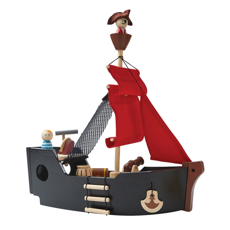 Piratenschiff aus Holz schwarz/rot ab 3 Jahren