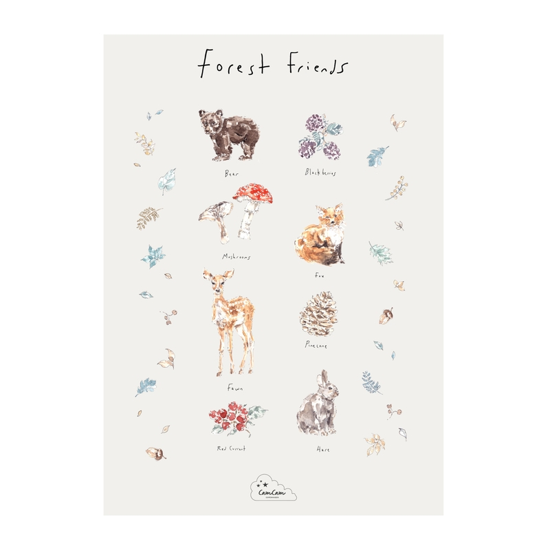 Poster &#039;Forest Friends&#039; creme 42x59cm
