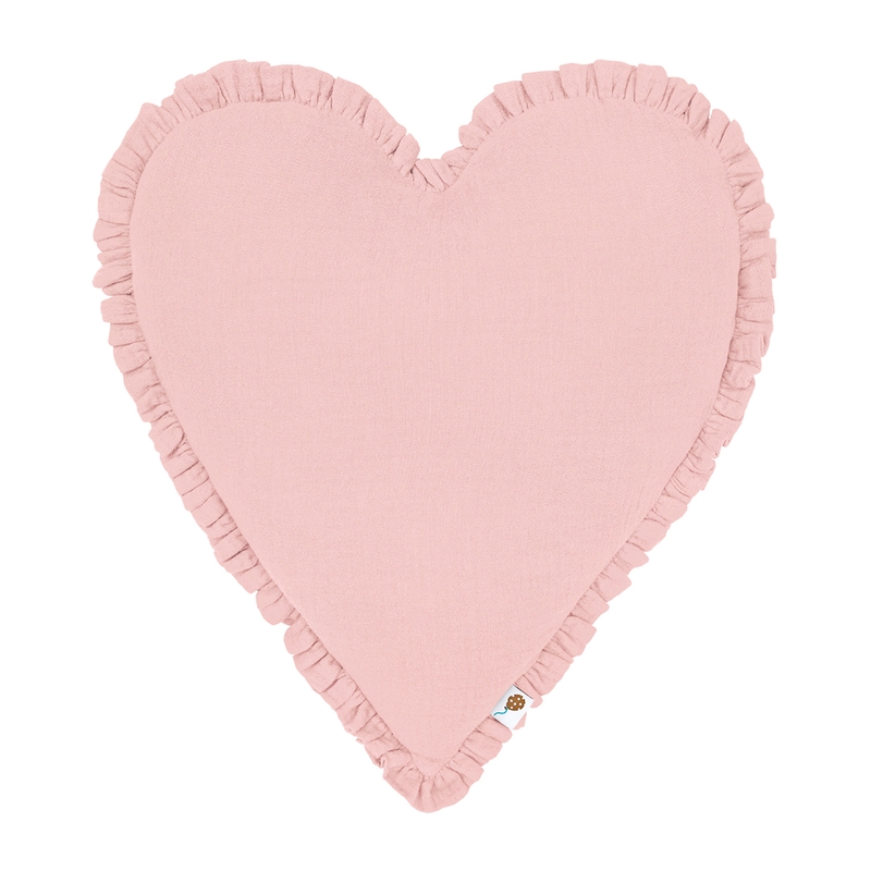 Bio Kinderkissen &#039;Herz&#039; mit Rüschen rosa 40cm