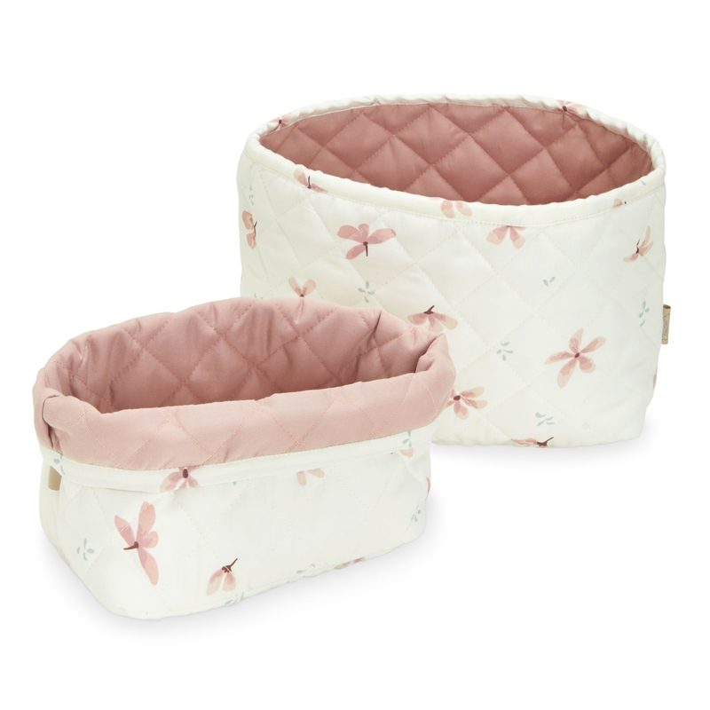 Bio Stoffkörbchen 'Windflower' creme 2er Set