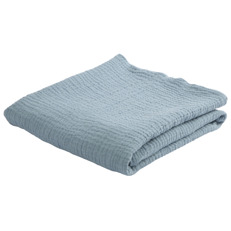 Musselindecke 6-lagig powder blue 85cm