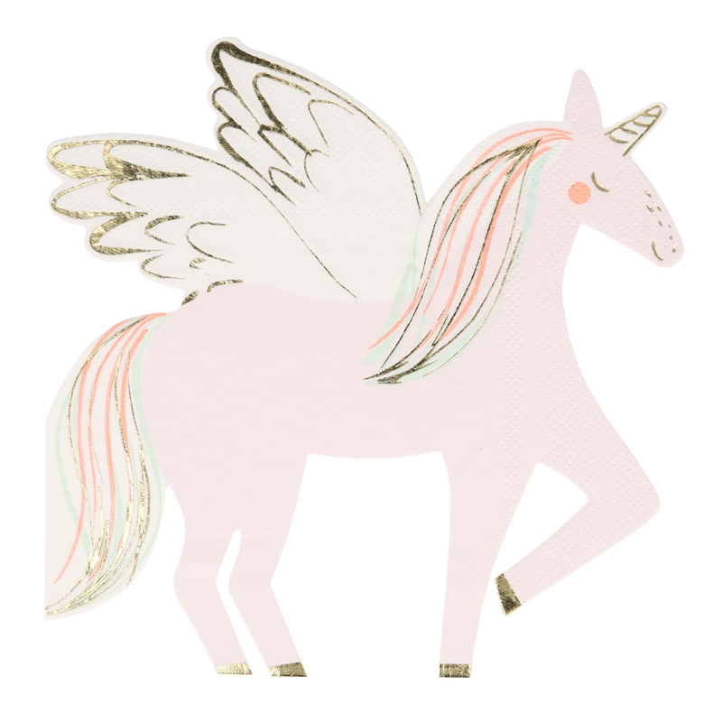 Party Papierservietten 'Einhorn' puder/gold 16 Stk.