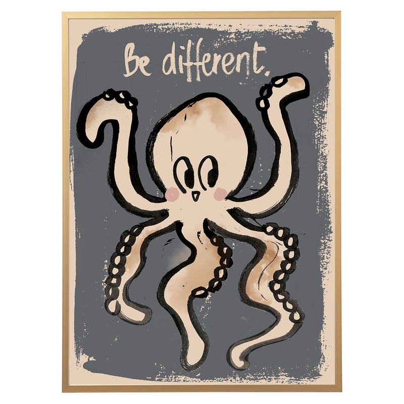 Poster &#039;Oktopus Be Different&#039; blau 50x70cm