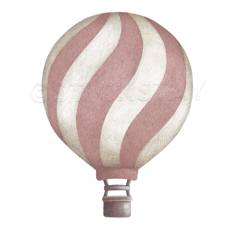 Wandsticker &#039;Heißluftballon&#039; gewellt altrosa