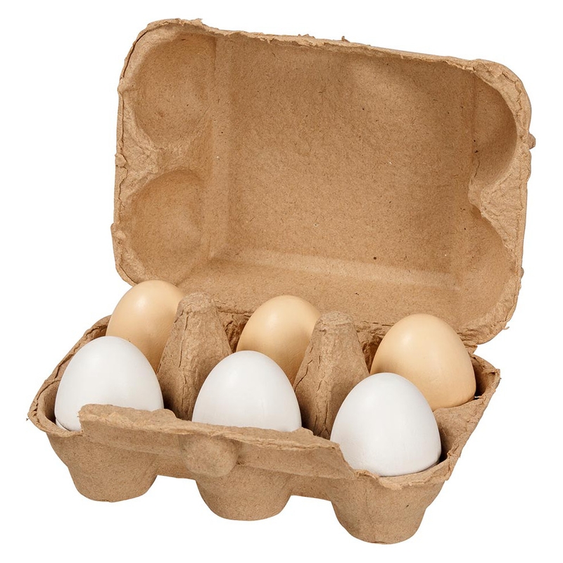 Eierkarton mit 6 Holzeiern ab 3 Jahren
