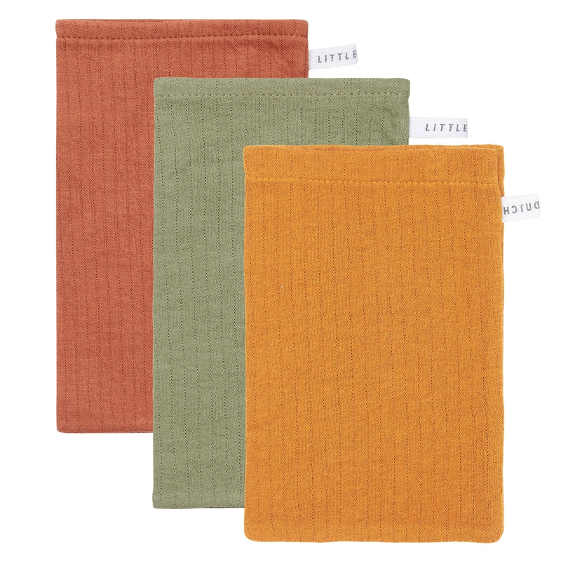 Waschlappen 'Pure' ocker/oliv 3er Set