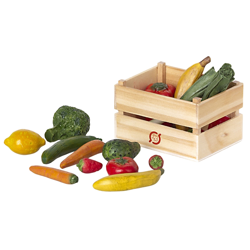 Gemüse &amp; Obst Kiste für Puppenhaus (Mini)