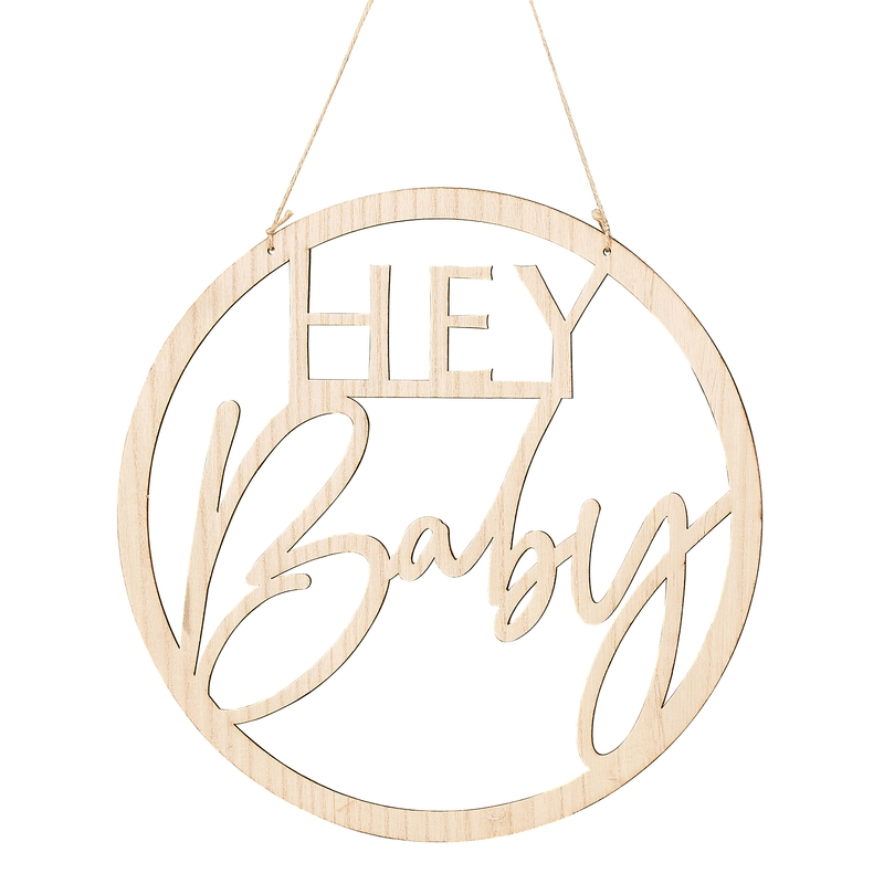 Wanddeko/Holzschild &#039;Hey Baby&#039; 36cm