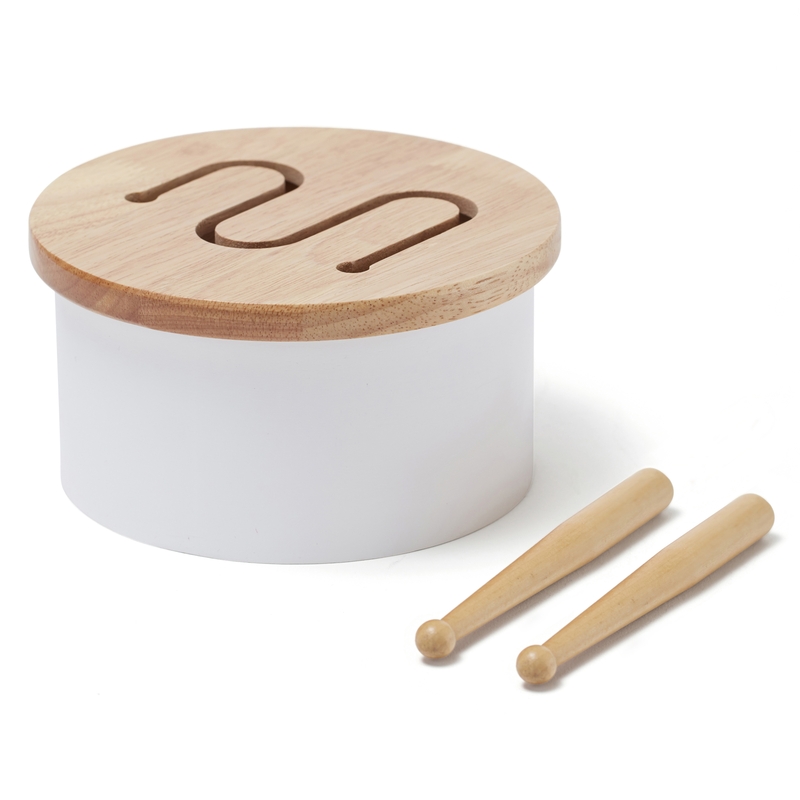 Kindertrommel Holz weiß 16cm ab 18 Monaten