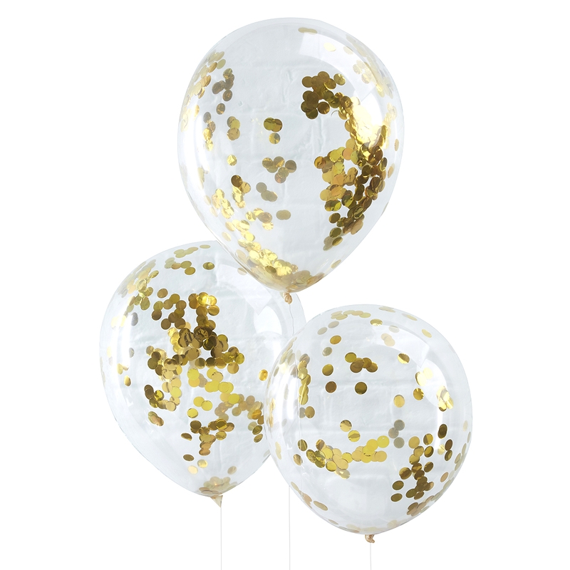 Luftballons transparent/gold 5 St.