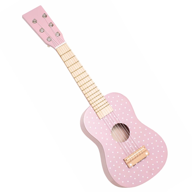 Gitarre aus Holz Punkte rosa ab 3 Jahren