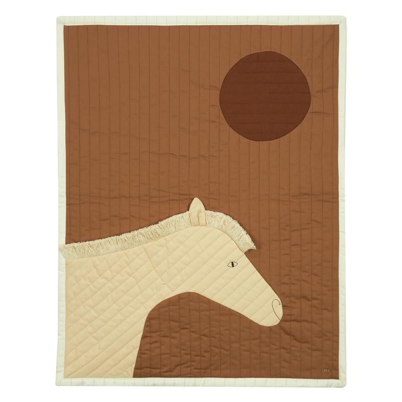 Bio Tagesdecke &#039;Arty quilt horse&#039; braun/creme73x95cm
