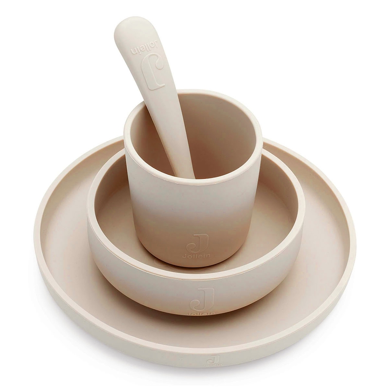 Kindergeschirr Set aus Silikon beige