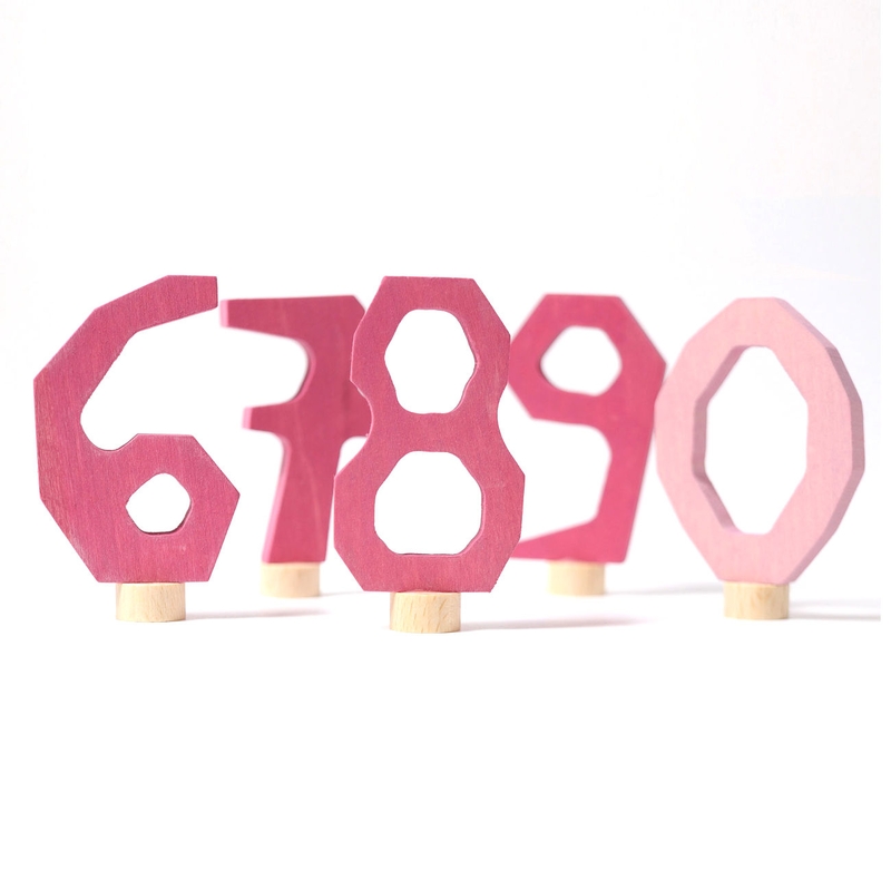 Geburtstagsstecker &#039;Zahlen&#039; Holz rosa 5 St.
