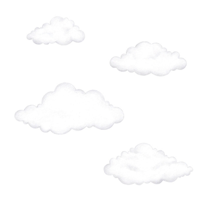 Wandsticker &#039;4 Wolken&#039; weiß/grau 3D Optik