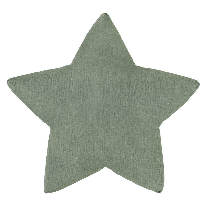 Kinderkissen &#039;Stern&#039; Musselin khaki 30cm