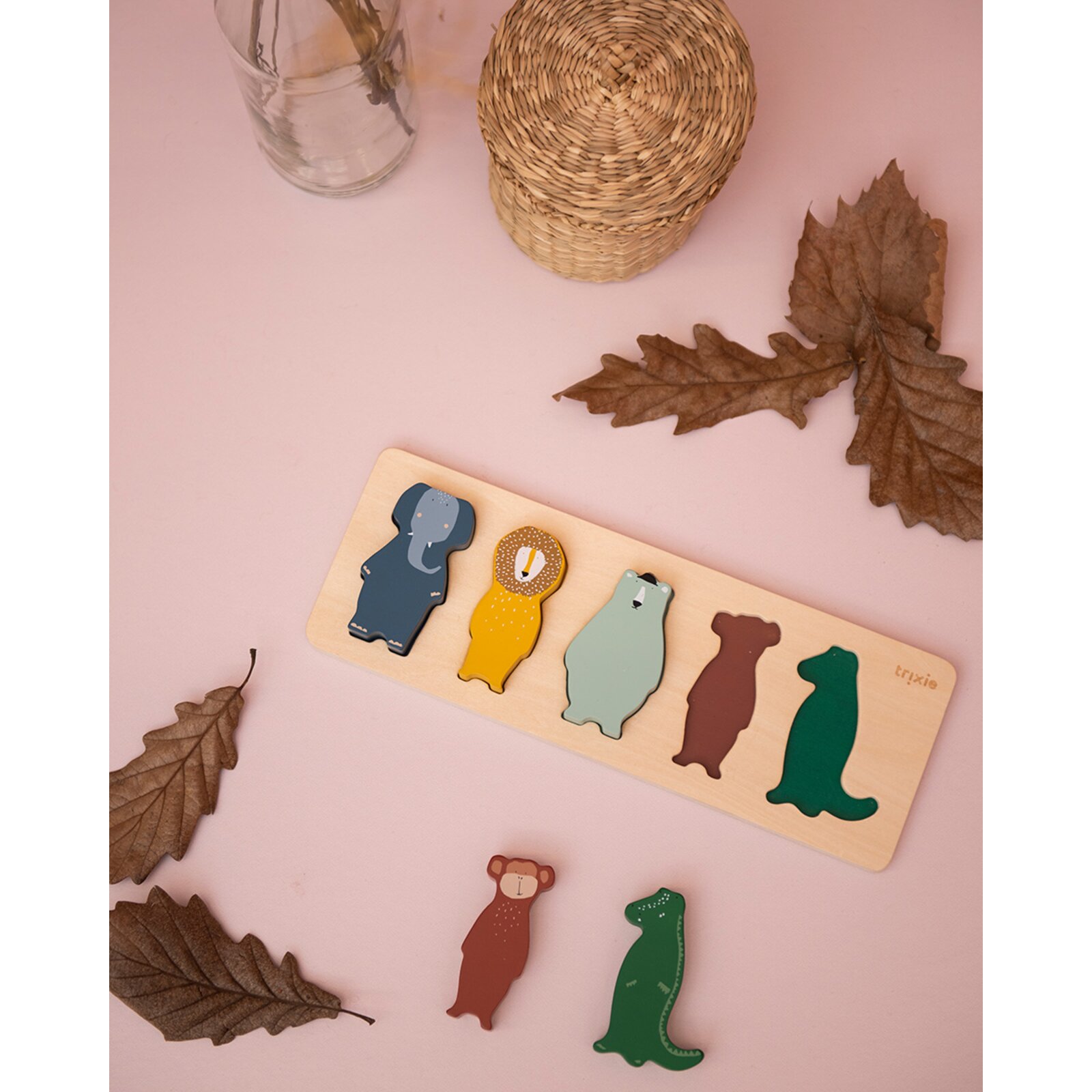 Trixie Tierkombi Holzpuzzle - Lernspielzeug Für Kinder Ab 12 Monaten, FSC-zertifiziert