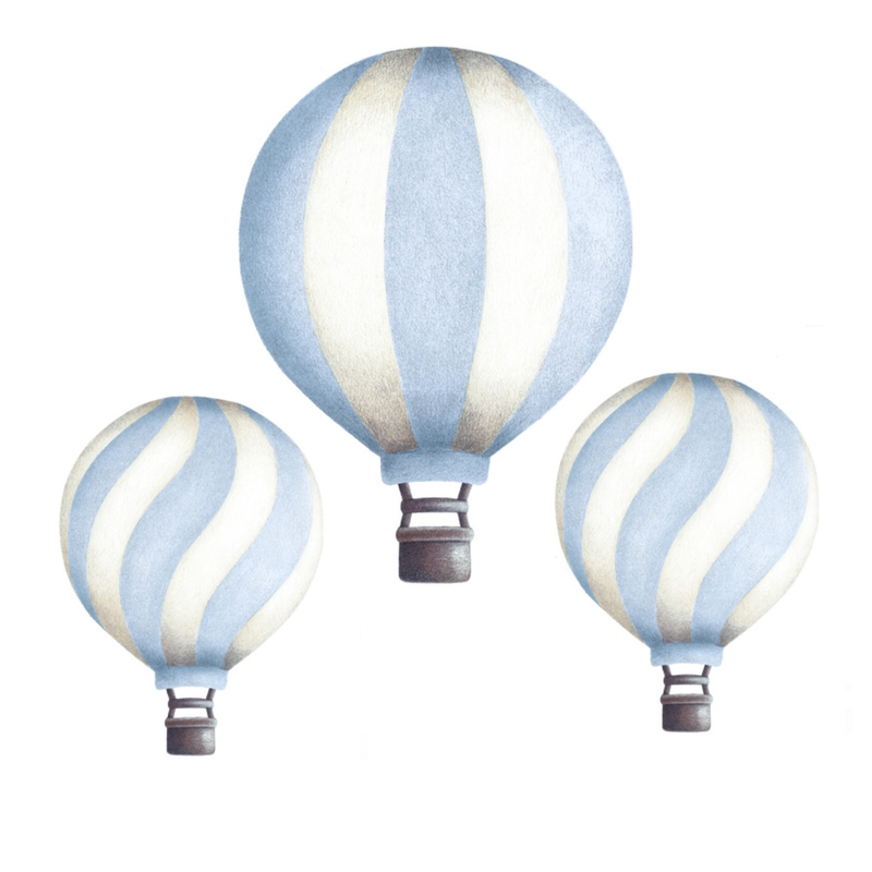 Wandsticker &#039;Heißluftballons&#039; hellblau 3D Optik