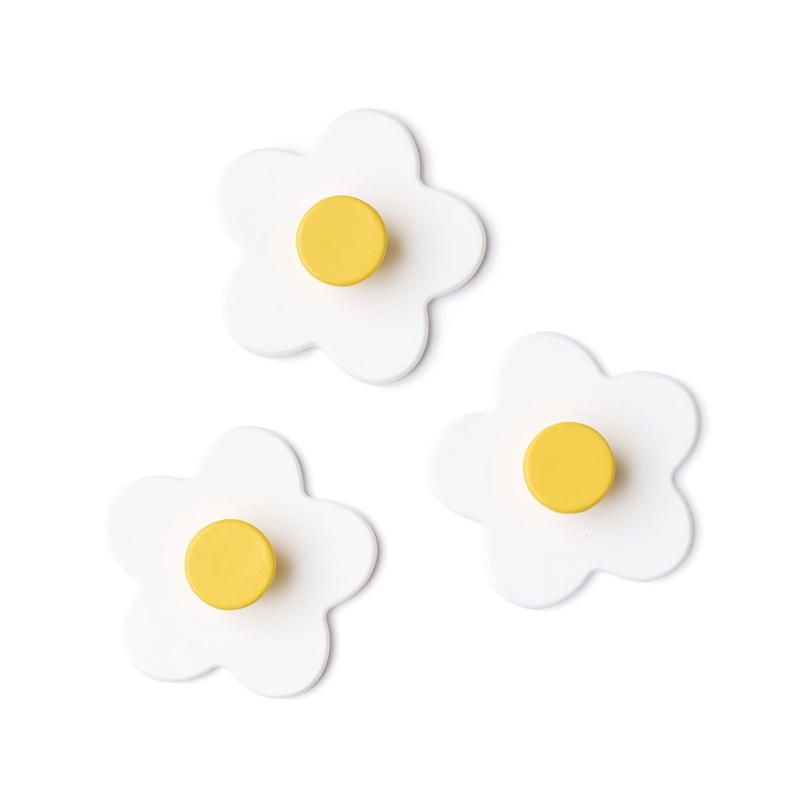 Kleiderhaken &#039;Blumen&#039; weiß/gelb 3er Set