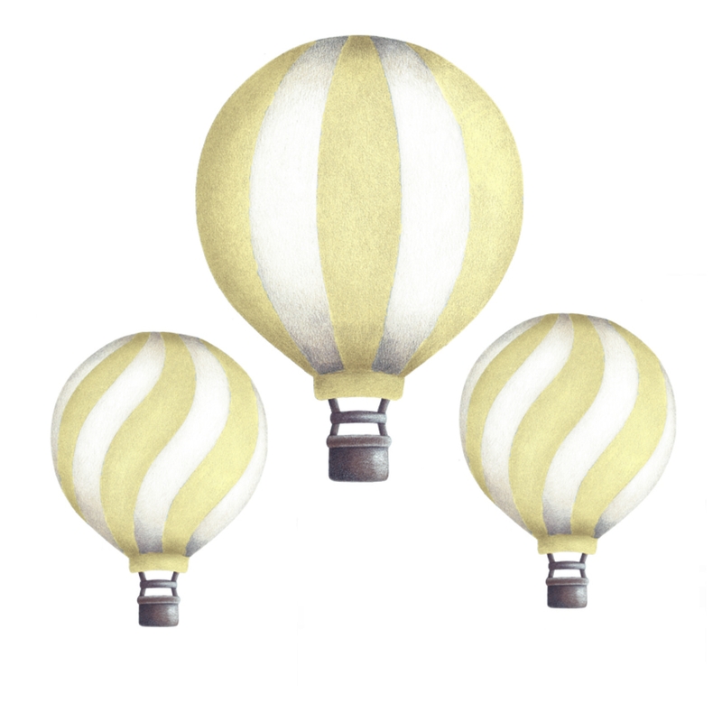 Wandsticker &#039;Heißluftballons&#039; pastellgelb 3D Optik