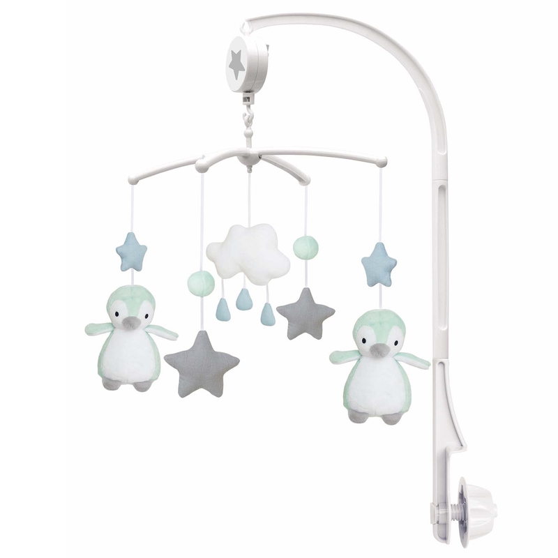 Musikmobile 'Pinguin' mint/grau