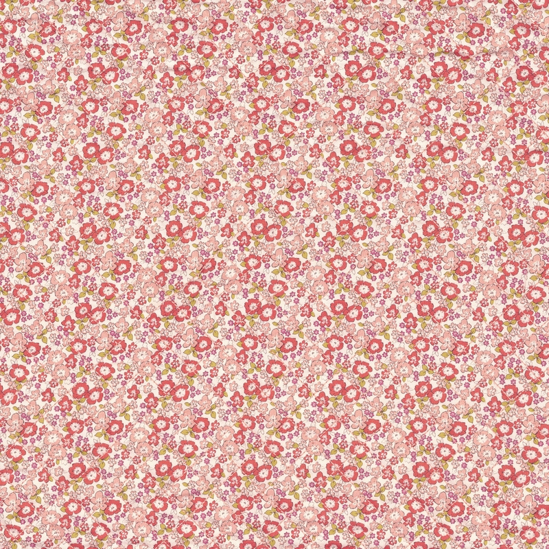 Stoff wattiert &#039;Rose &amp; Nino&#039; Blumen rosa/pink