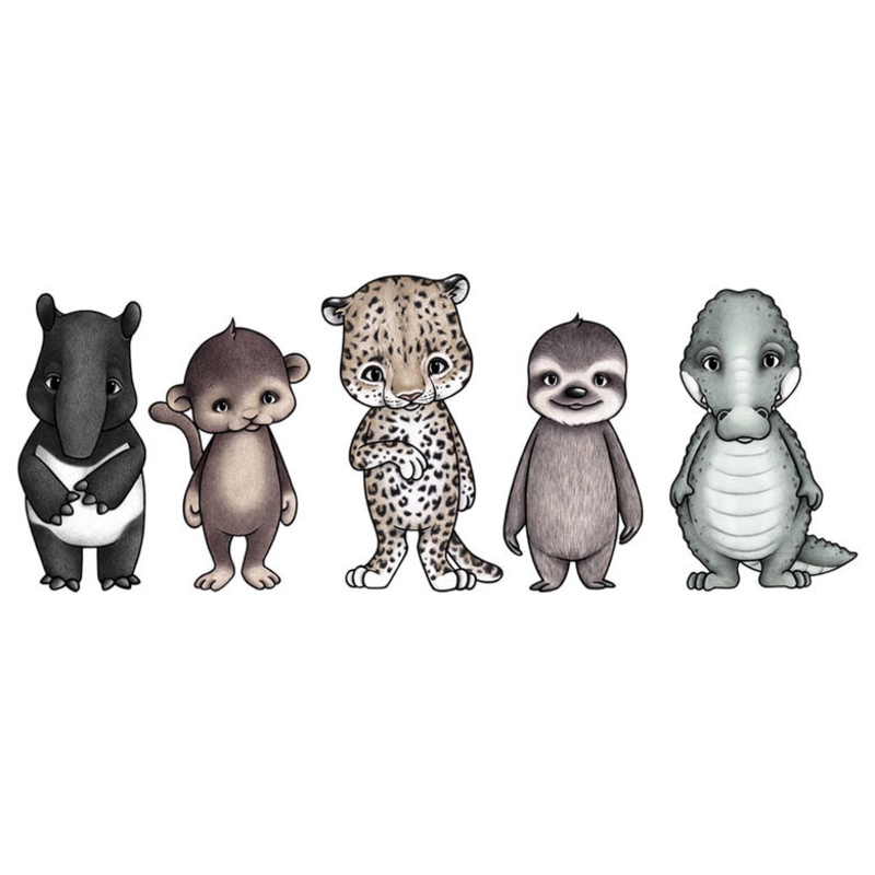 Wandsticker 'Rainforest Friends' handgezeichnet