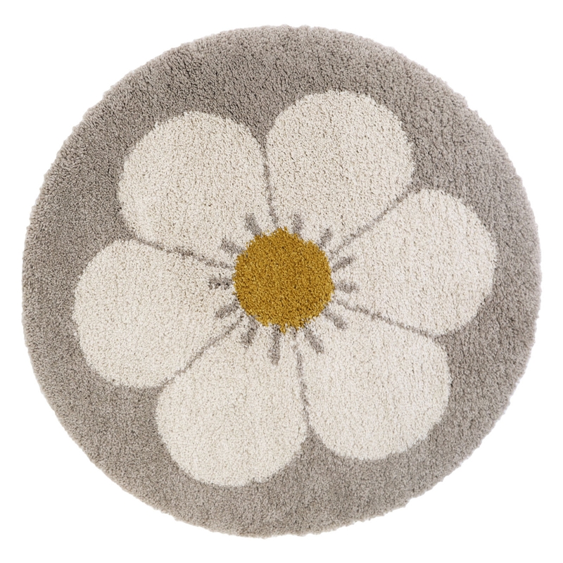 Teppich &#039;Blume Daisy&#039; taupe/creme rund 120cm