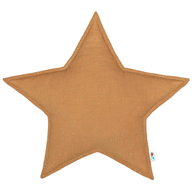 Kinderkissen &#039;Stern&#039; Punkte camel/gold 50cm