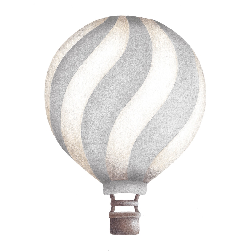 Wandsticker &#039;Heißluftballon&#039; gewellt hellgrau