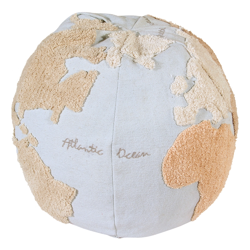 Sitzpuff &#039;Worldmap&#039; beige/blau ca. 50cm