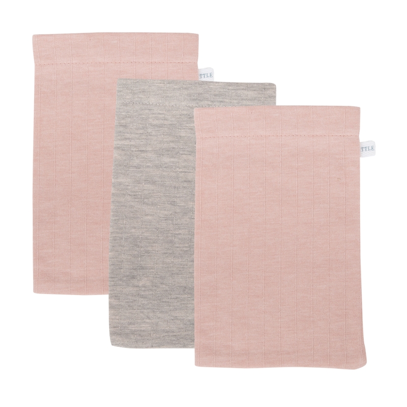 Waschlappen 'Pure' rosa/grau 3er Set