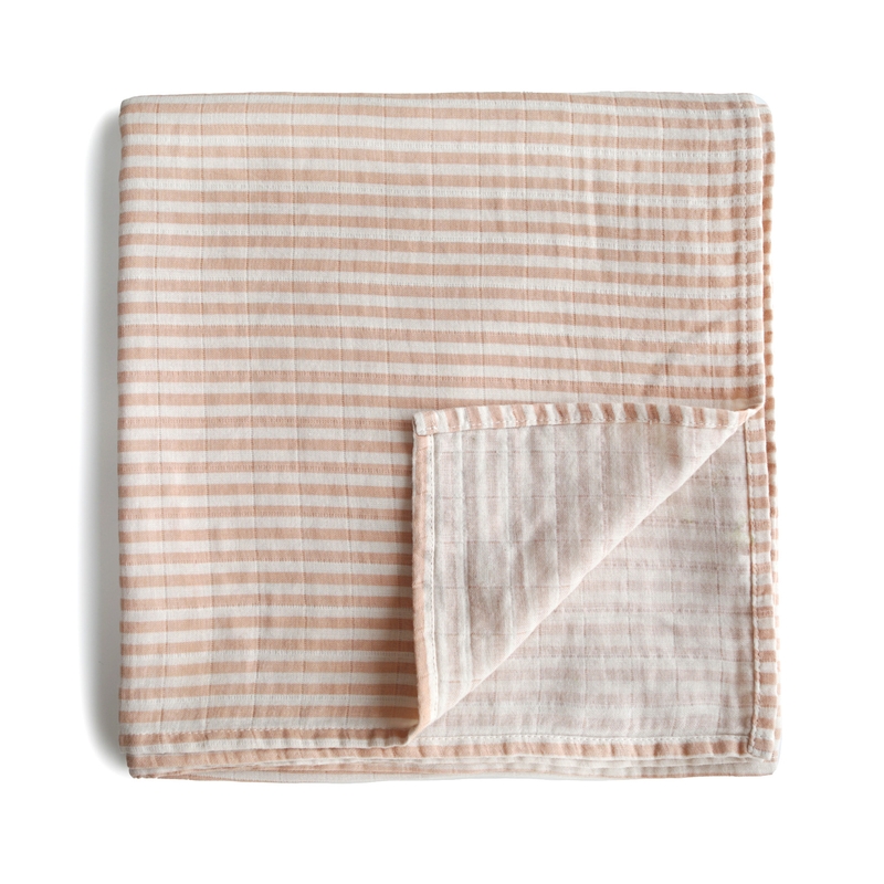Bio Swaddle/Pucktuch &#039;Stripe&#039; nude 120x120cm