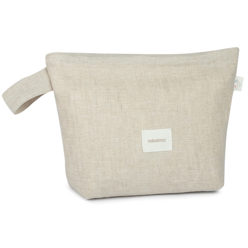 Kosmetiktasche Leinen greige 34cm