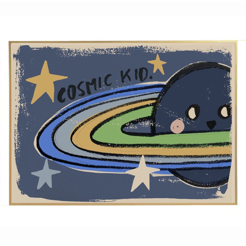 Poster &#039;Planet Cosmic Kid&#039; blau 70x50cm