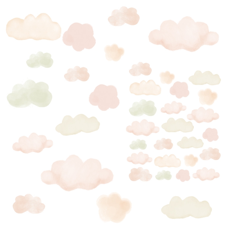 Wandsticker &#039;Wolken&#039; beige 38-tlg.