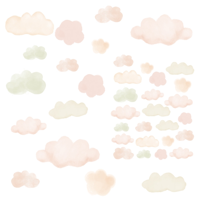 Wandsticker 'Wolken' beige 38-tlg.