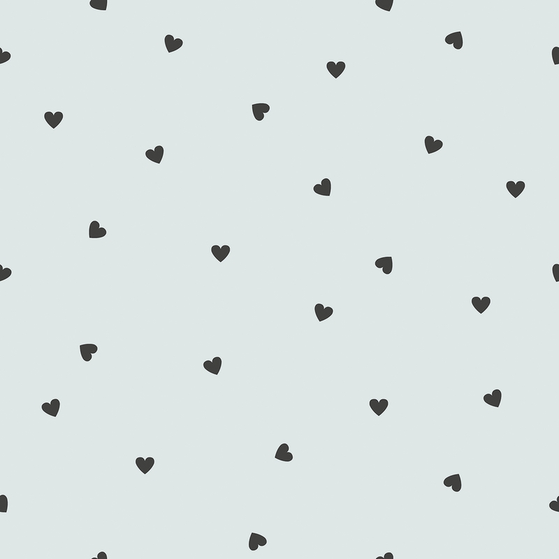 Vliestapete 'Herzen' softmint/schwarz