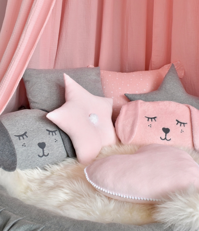 Kuschelecke mit Baldachin & Spielmatte in Rosa/Grau online kaufen