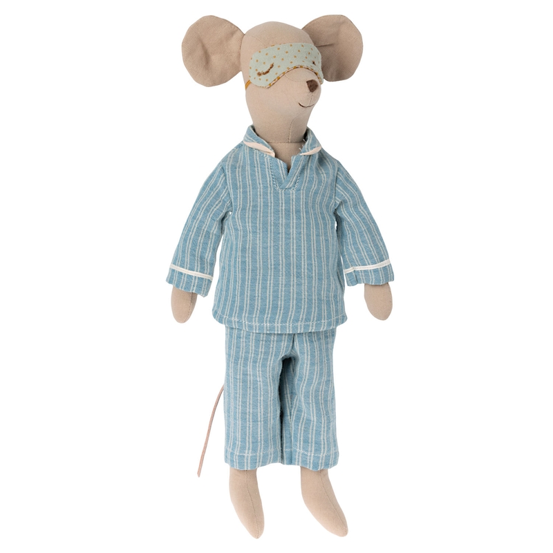 Kuscheltier Medium Maus im Schlafanzug blau 33cm