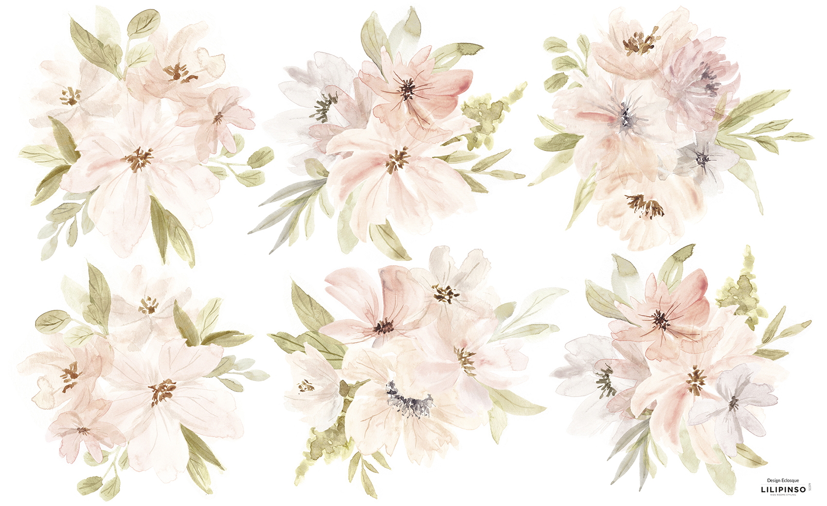 Lilipinso Wandsticker Aquarell Blumen Puderrosa Online Kaufen