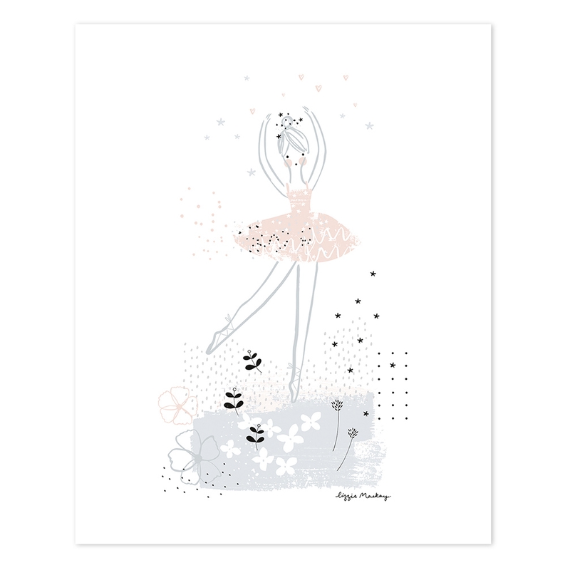 Poster 'Pirouette' rosa/grau 40x50cm