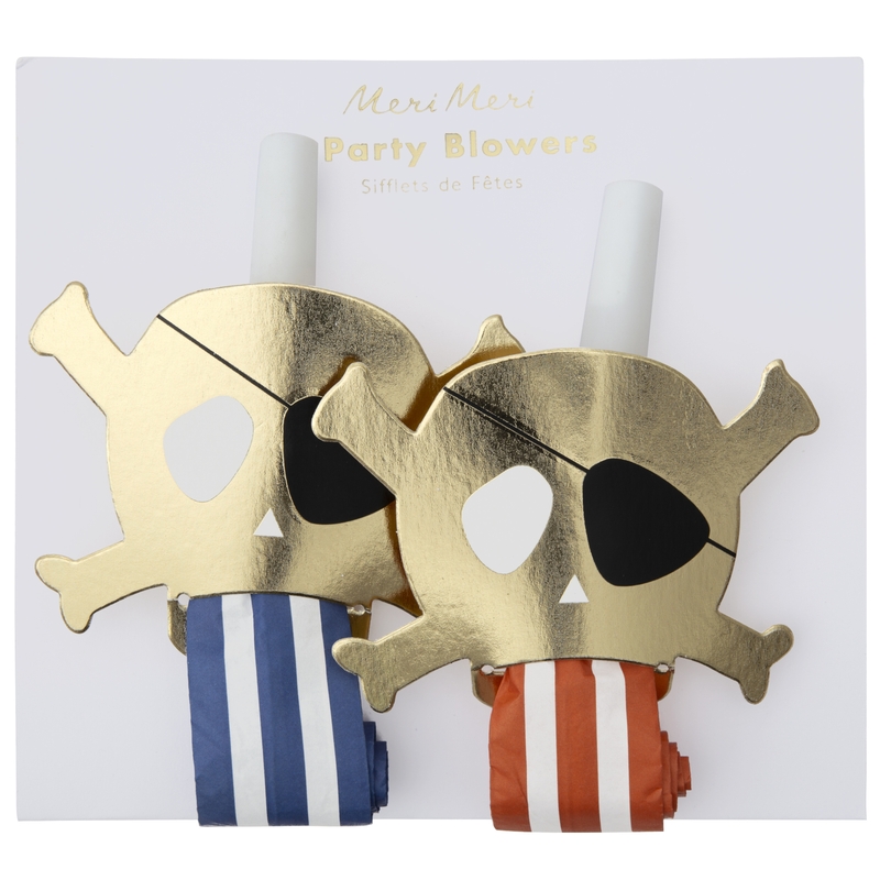 Partyhorn 'Pirat' rot/blau/gold 4 Stk.