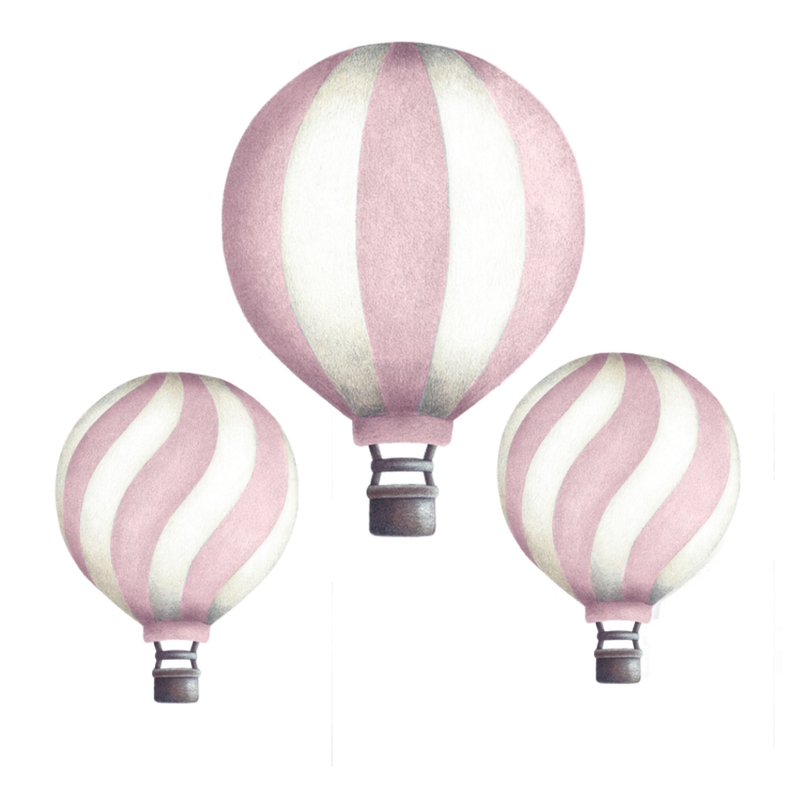 Wandsticker &#039;Heißluftballons&#039; puderrosa 3D Optik
