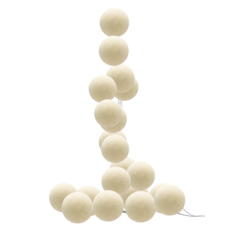 Lichterkette Cotton Balls LED creme