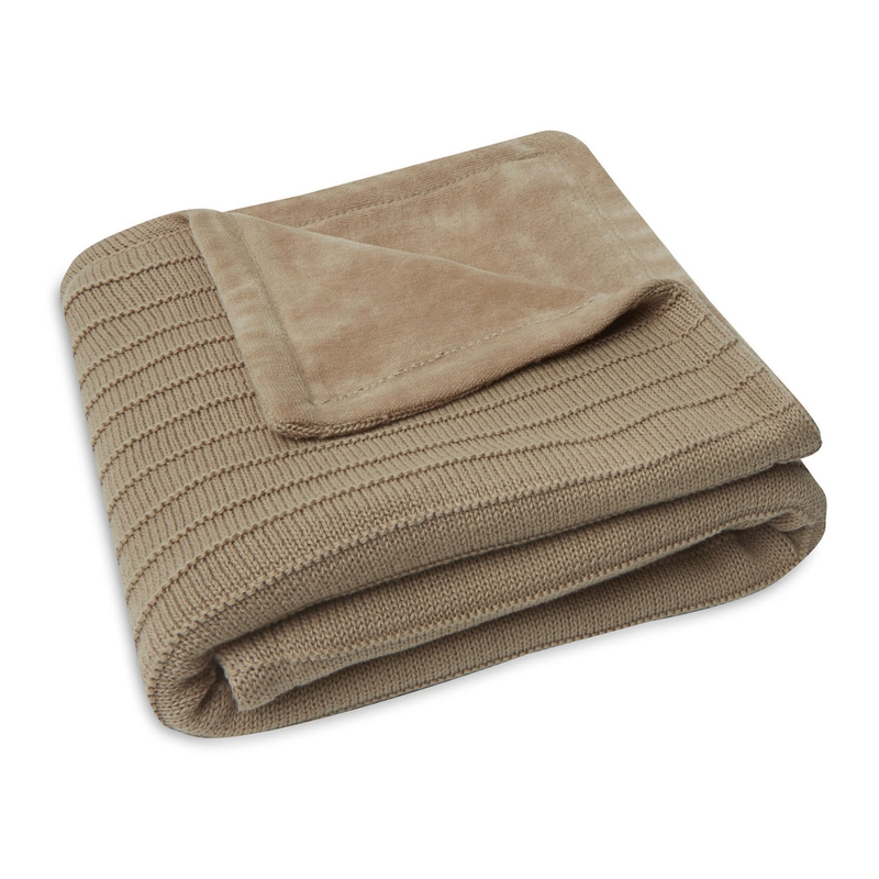 Bio Decke &#039;Pure Knit&#039; Strick/Samt braun 75x100cm