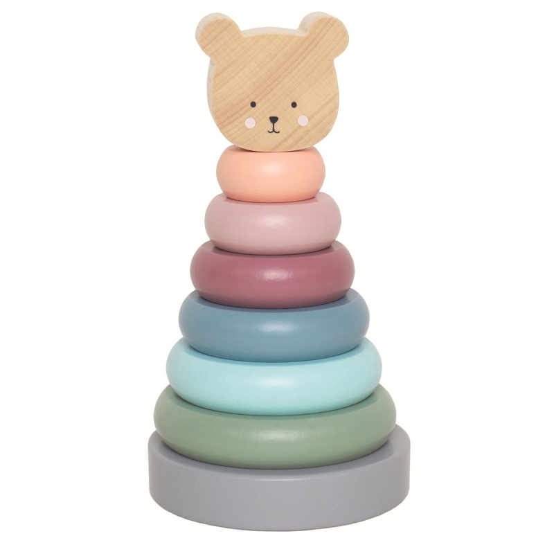 Stapelturm 'Bär' Holz pastell ab 1 Jahr