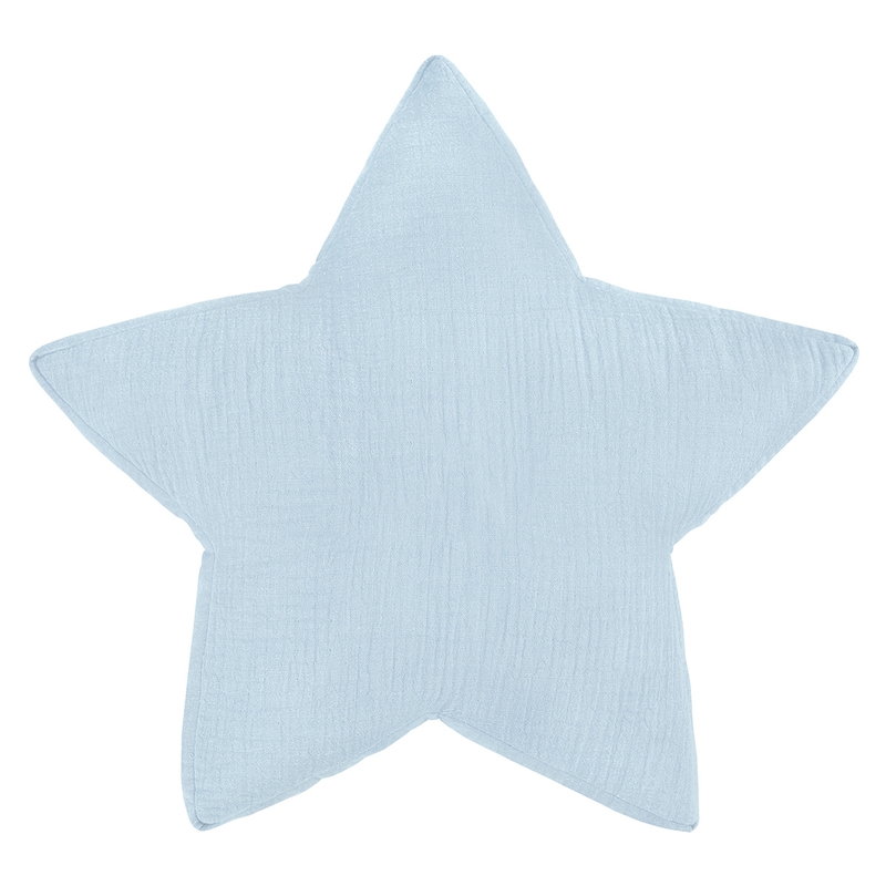 Kissen Stern Musselin hellblau 38cm